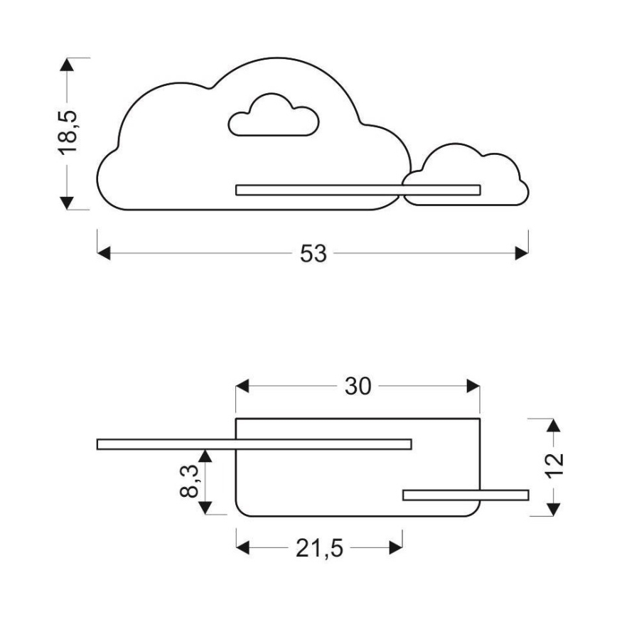 LED Dětské nástěnné svítidlo s poličkou CLOUD LED/5W/230V růžová/bílá, FSC certifikováno