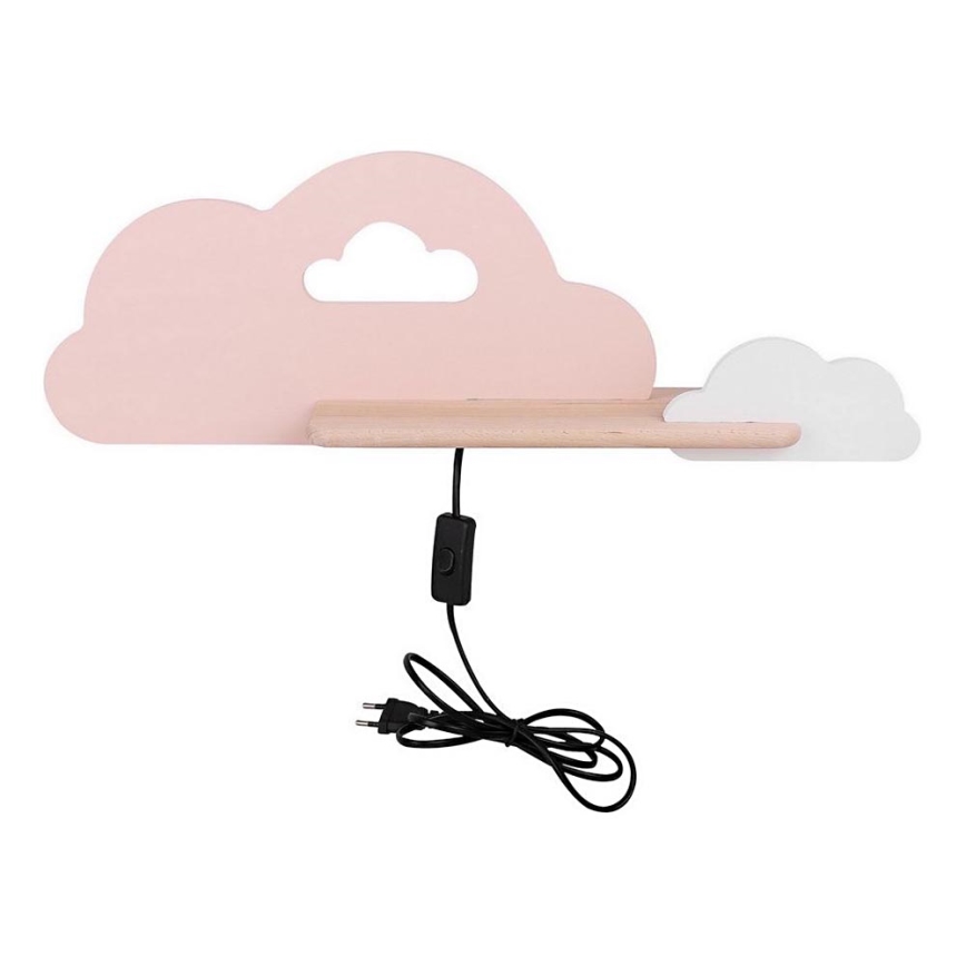 LED Dětské nástěnné svítidlo s poličkou CLOUD LED/5W/230V růžová/bílá, 