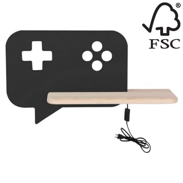 LED Dětské nástěnné svítidlo s poličkou CONSOLE LED/5W/230V černá, FSC certifikováno