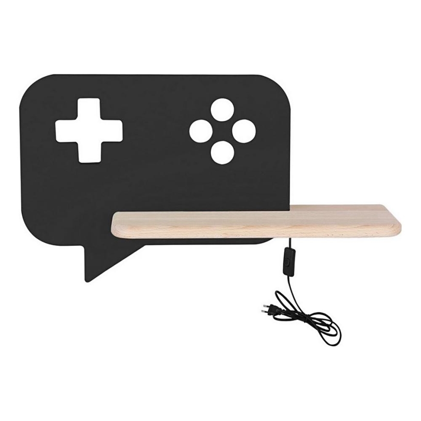 LED Dětské nástěnné svítidlo s poličkou CONSOLE LED/5W/230V černá, 