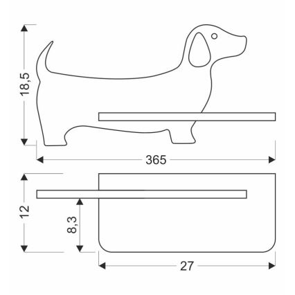 LED Dětské nástěnné svítidlo s poličkou DOG LED/5W/230V modrá/dřevo, FSC certifikováno