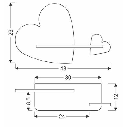 LED Dětské nástěnné svítidlo s poličkou HEART LED/5W/230V růžová/bílá/dřevo, FSC certifikováno