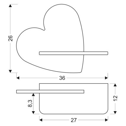 LED Dětské nástěnné svítidlo s poličkou HEART LED/5W/230V růžová/dřevo, FSC certifikováno