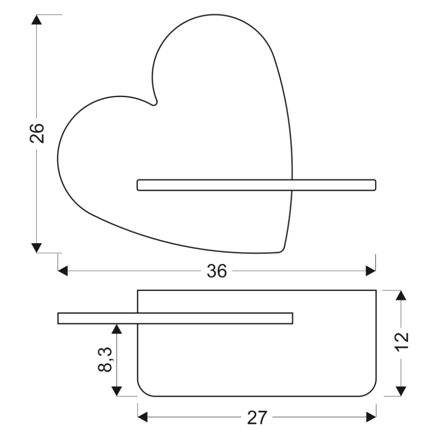 LED Dětské nástěnné svítidlo s poličkou HEART LED/5W/230V růžová/dřevo, FSC certifikováno