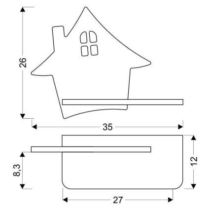 LED Dětské nástěnné svítidlo s poličkou HOUSE LED/4W/230V šedá/dřevo, FSC certifikováno