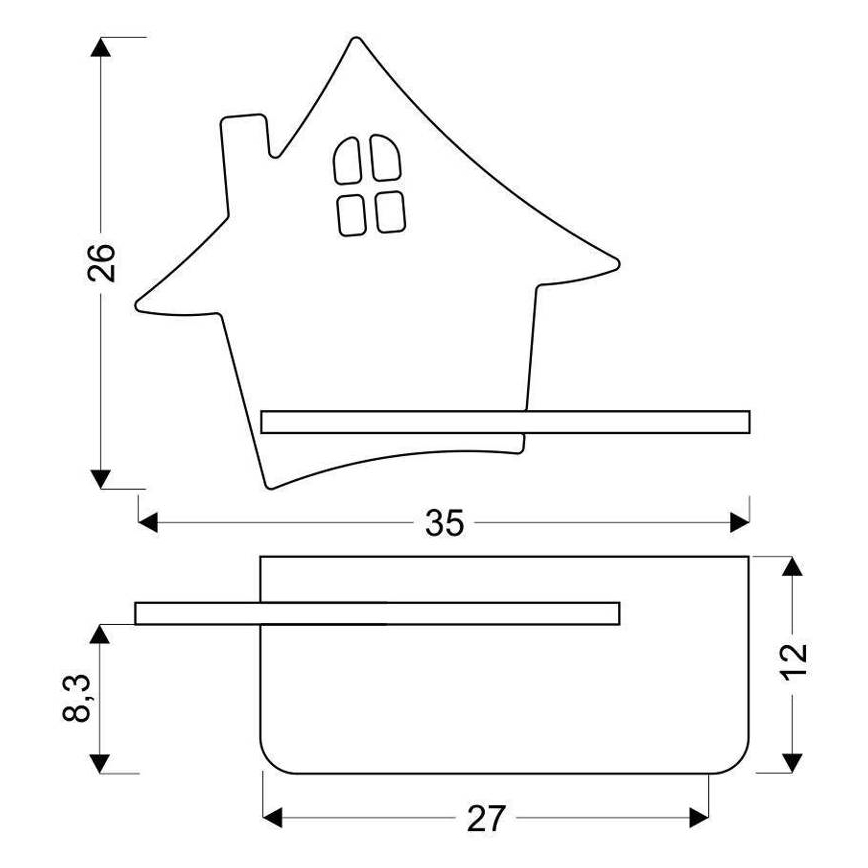 LED Dětské nástěnné svítidlo s poličkou HOUSE LED/4W/230V šedá/dřevo, FSC certifikováno