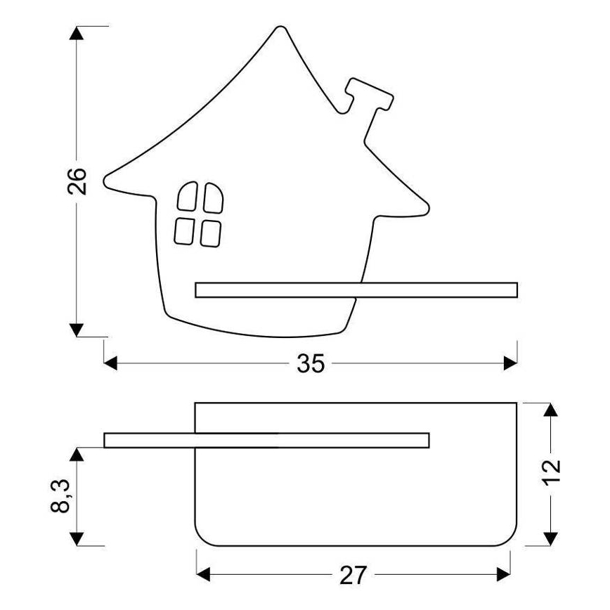 LED Dětské nástěnné svítidlo s poličkou HOUSE LED/4W/230V zelená/dřevo, FSC certifikováno