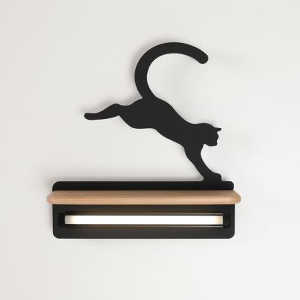 LED Dětské nástěnné svítidlo s poličkou JUMPING CAT LED/5W/230V, FSC certifikováno