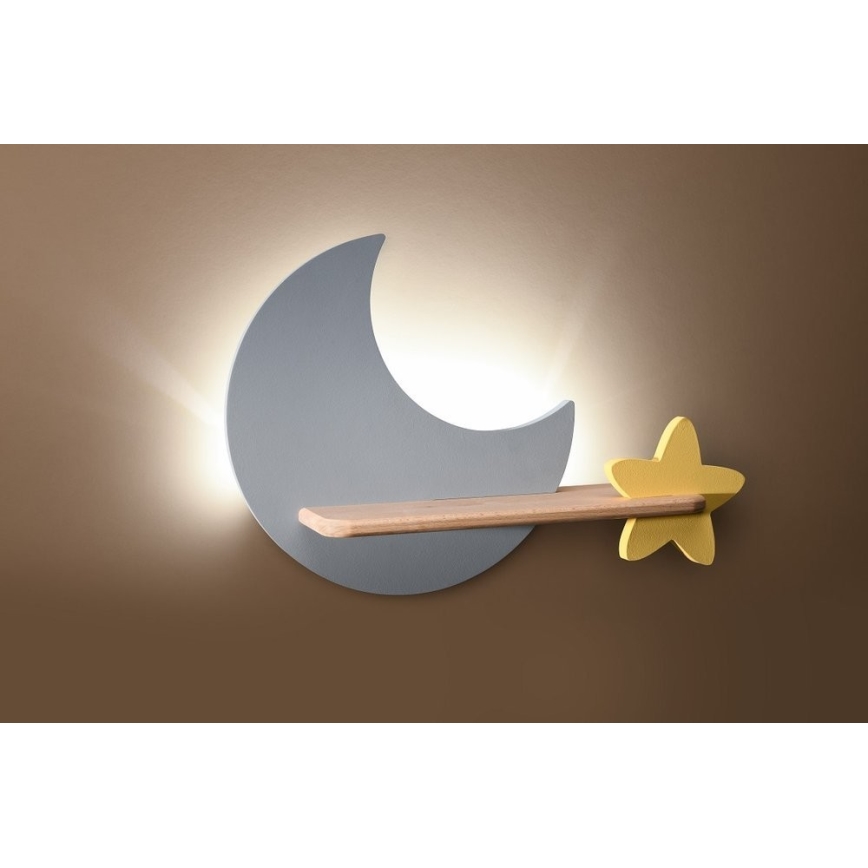 LED Dětské nástěnné svítidlo s poličkou MOON LED/5W/230V, FSC certifikováno