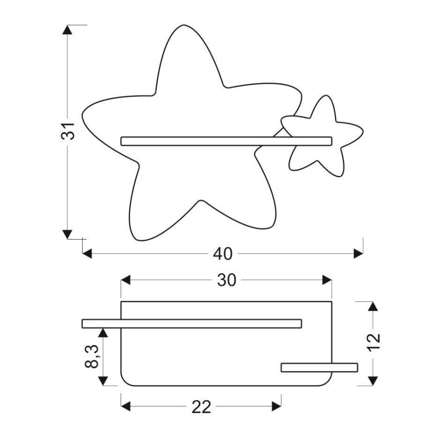 LED Dětské nástěnné svítidlo s poličkou STAR LED/5W/230V, 