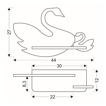 LED Dětské nástěnné svítidlo s poličkou SWAN LED/5W/230V, FSC certifikováno