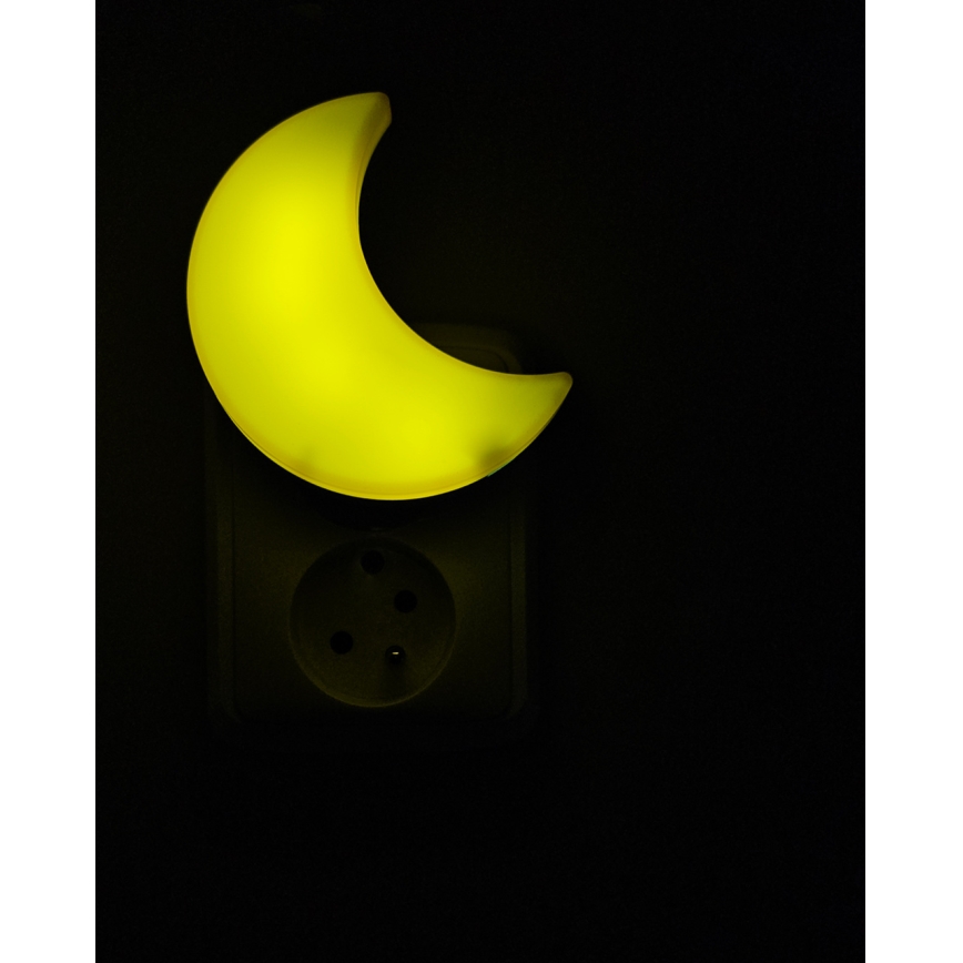 LED Dětské noční světlo se senzorem soumraku LED/0,5W/230V měsíček