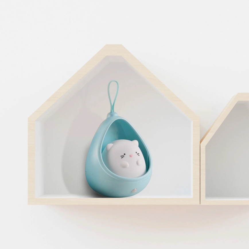 LED Dětské orientační svítidlo se senzorem KITTY LED/0,5W/5V USB 1200 mAh modrá