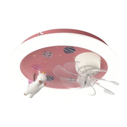 LED Dětské stmívatelné stropní svítidlo s ventilátorem LED/48W/230V 3000/4000/6000K růžová + dálkové ovládání