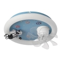 LED Dětské stmívatelné stropní svítidlo s ventilátorem LED/48W/230V 3000/4000/6000K modrá + dálkové ovládání