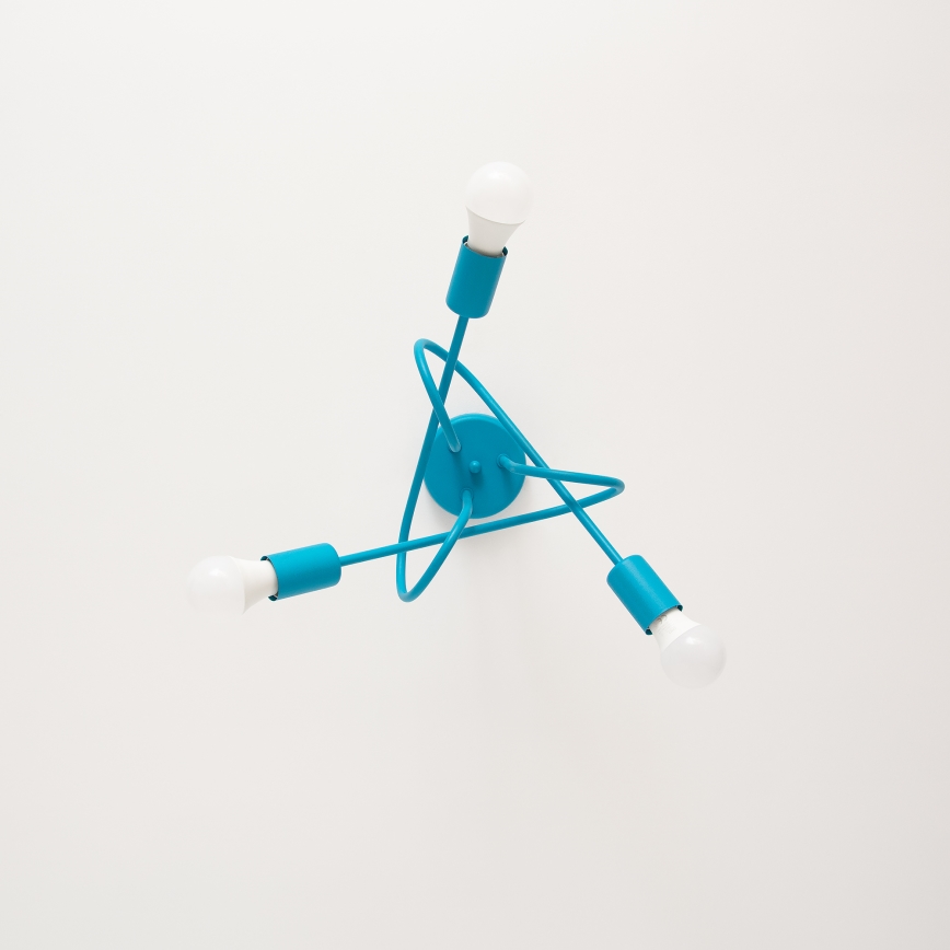 LED Dětský přisazený lustr OXFORD 3xE27/15W/230V modrá