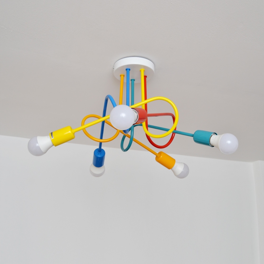 LED Dětský přisazený lustr OXFORD 5xE27/15W/230V