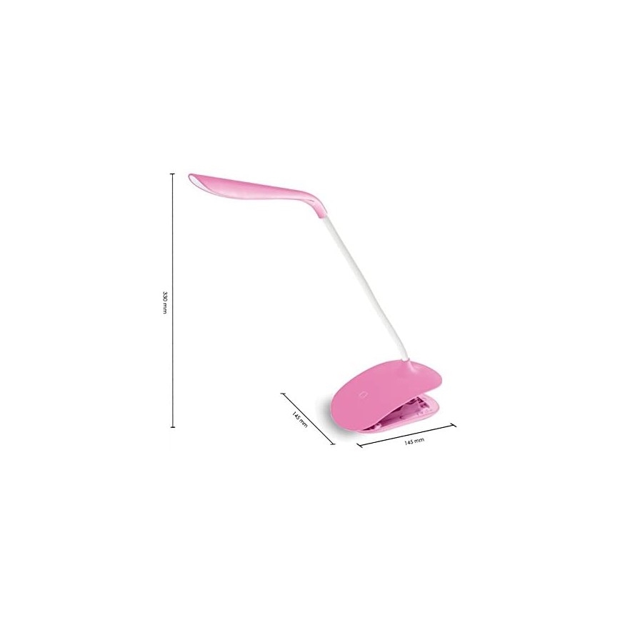 LED Dotyková stmívatelná stolní lampa s klipem LED/3,5W/230V růžová