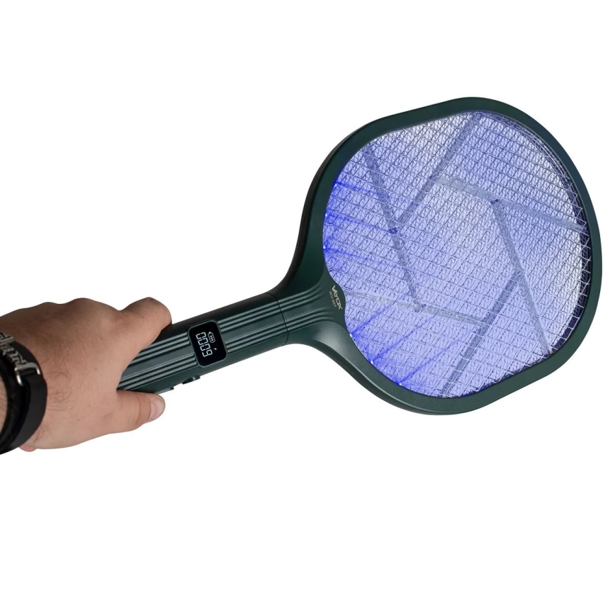 LED Elektrický lapač hmyzu 2v1 s LCD displejem 1200 mAh/5V zelená