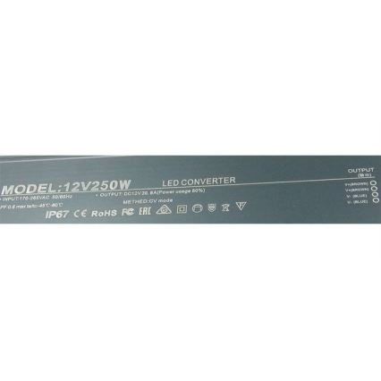 LED Elektronický transformátor 250W/12V IP67