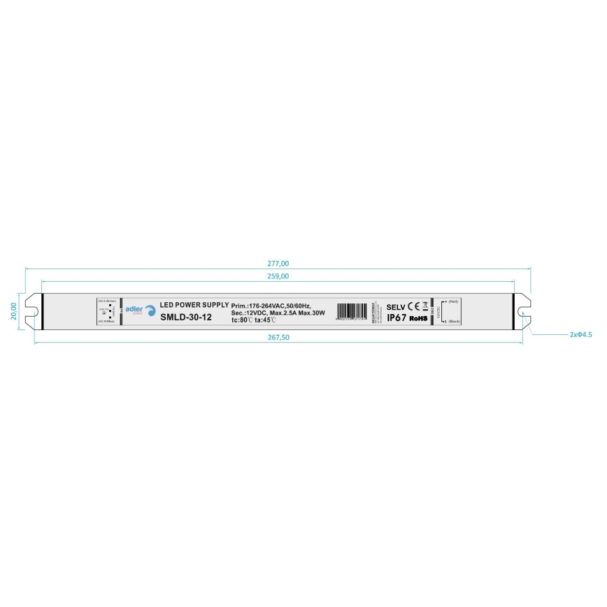 LED Elektronický transformátor DRIVER 30W/230V/12V IP67