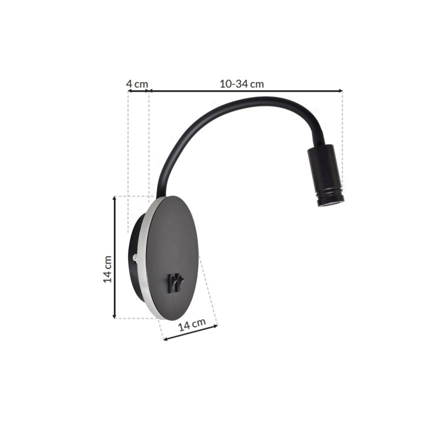 LED Flexibilní nástěnná lampička BASE 1xLED/8W+1xLED/2W/230V černá/stříbrná