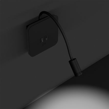 LED Flexibilní nástěnná lampička BASE LED/8W+LED/2W/230V černá/stříbrná