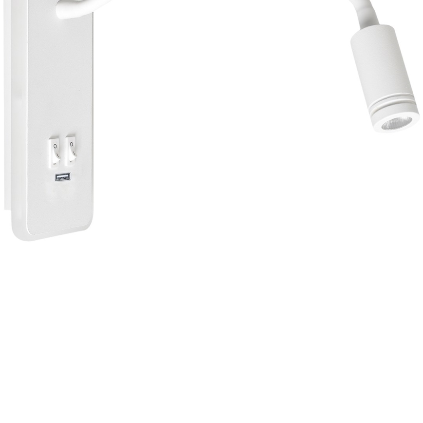 LED Flexibilní nástěnná lampička s USB BASE LED/8W+LED/2W/230V bílá