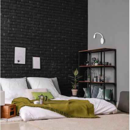 LED Flexibilní nástěnná lampička s USB BASE LED/8W+LED/2W/230V bílá/stříbrná