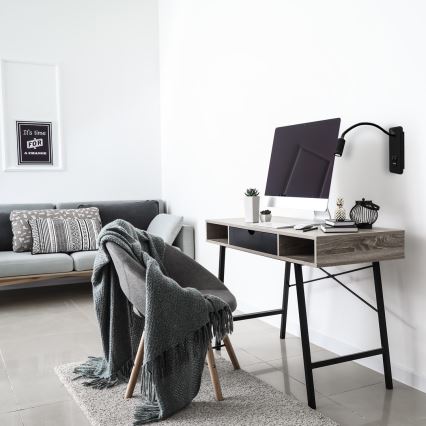 LED Flexibilní nástěnná lampička s USB BASE LED/8W+LED/2W/230V černá