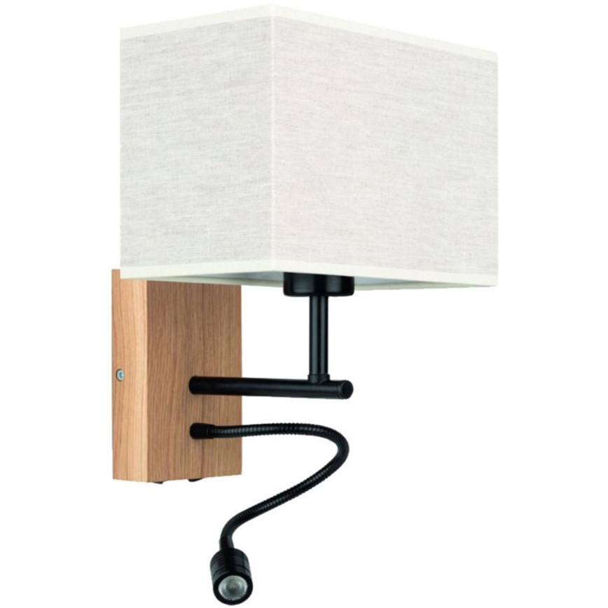 LED Flexibilní svítidlo BOHO 1xE27/25W + LED/1W/230V dub