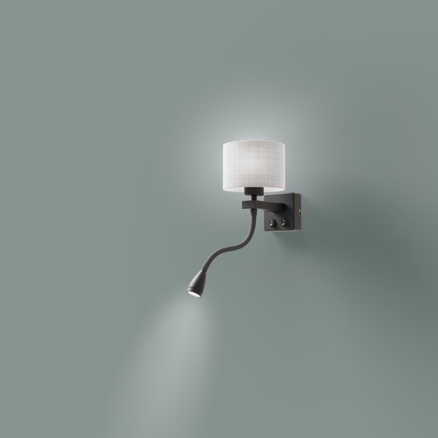LED Flexibilní svítidlo POLO 1xE27/40W+LED/2W 230V černá