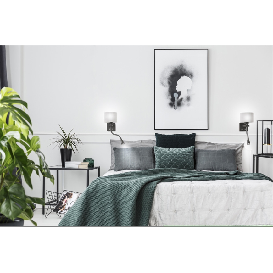 LED Flexibilní svítidlo POLO 1xE27/40W+LED/2W 230V černá