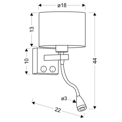 LED Flexibilní svítidlo POLO 1xE27/40W+LED/2W 230V černá