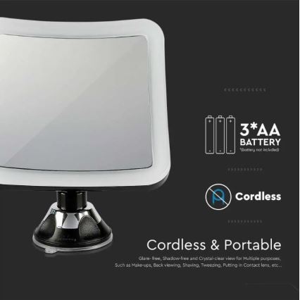 LED Kosmetické zrcátko LED/3,2W/4,5V 3xAA IP44