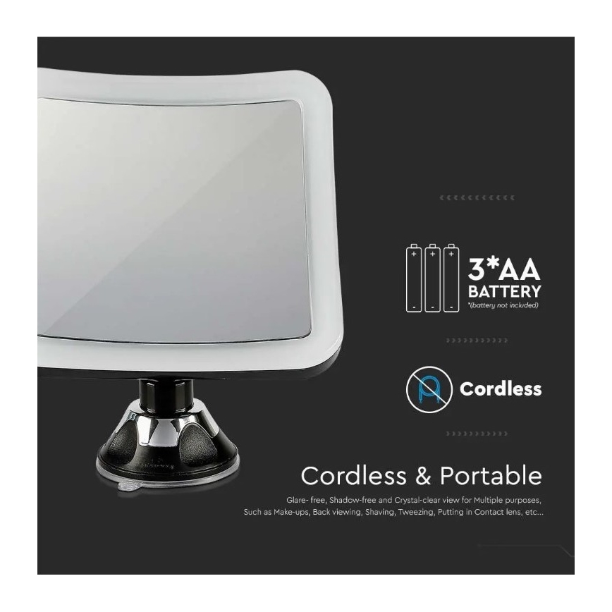 LED Kosmetické zrcátko LED/3,2W/4,5V 3xAA IP44