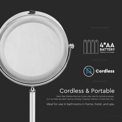 LED Kosmetické zrcátko LED/3W/6V 4xAA IP44