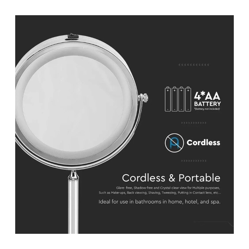 LED Kosmetické zrcátko LED/3W/6V 4xAA IP44