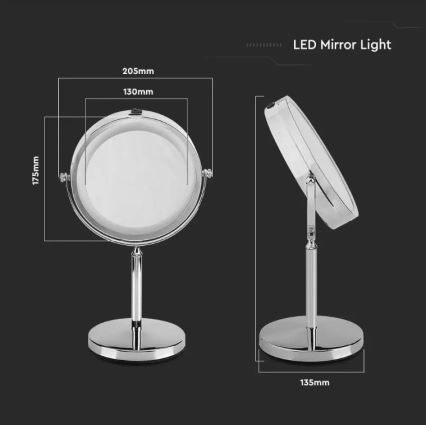 LED Kosmetické zrcátko LED/3W/6V 4xAA IP44
