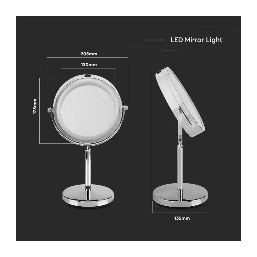 LED Kosmetické zrcátko LED/3W/6V 4xAA IP44