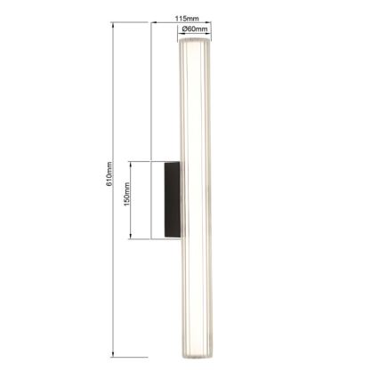 LED Koupelnové osvětlení zrcadla LINEA LED/12W/230V 3000/4000/6000K IP44 61 cm černá