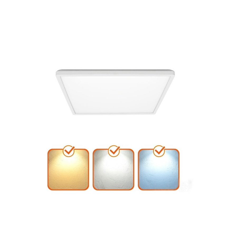 LED Koupelnové svítidlo se senzorem pohybu a soumraku NIVERA LED/24W/230V IP54 3000/4000/6000K 30x30 cm bílá + dálkové ovládání