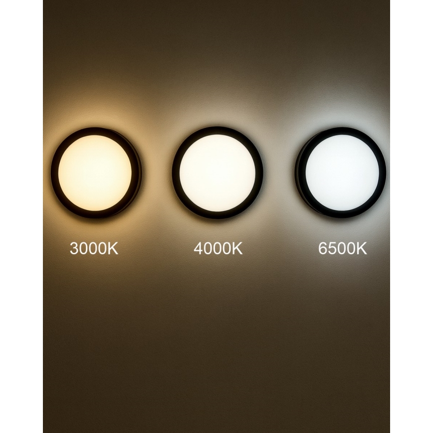 LED Koupelnové stropní svítidlo se senzorem ELLÉ LED/24W/230V 3000/4000/6500K pr. 26 cm IP54 antracit