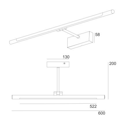 LED Koupelnové osvětlení zrcadla MIRROR LED/8W/230V 4000K IP44 60 cm černá