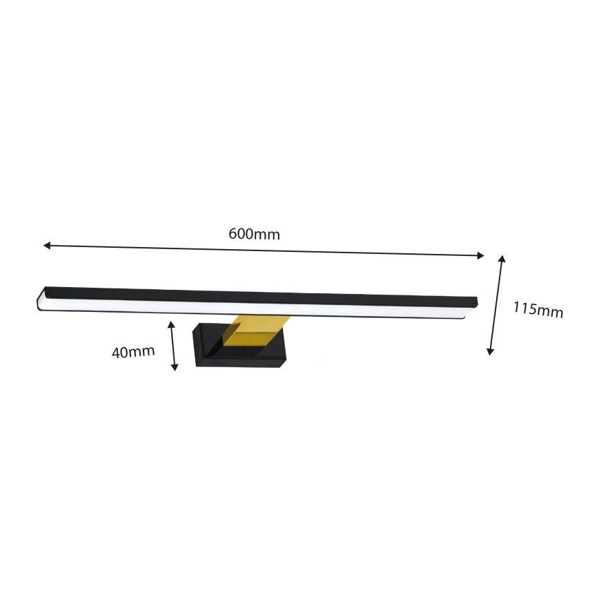LED Koupelnové osvětlení zrcadla SHINE LED/13,8W/230V IP44 černá/zlatá