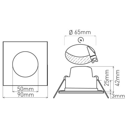 LED Koupelnové podhledové svítidlo BONO LED/5W/230V 3000K IP65 černá