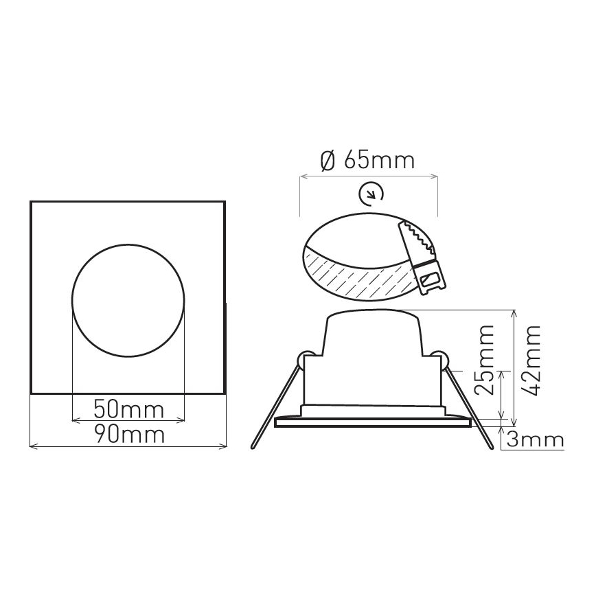 LED Koupelnové podhledové svítidlo BONO LED/5W/230V 3000K IP65 černá