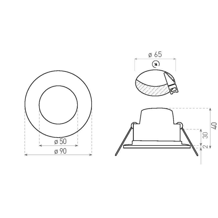 LED Koupelnové podhledové svítidlo BONO LED/5W/230V 3000K IP65 černá