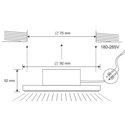 LED Koupelnové podhledové svítidlo LED/7W/230V 4000K černá IP44