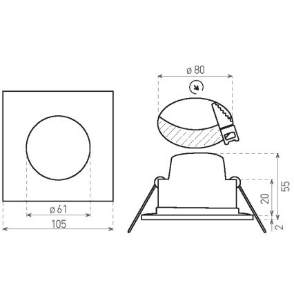 LED Koupelnové podhledové svítidlo BONO LED/8W/230V 3000K IP65 černá